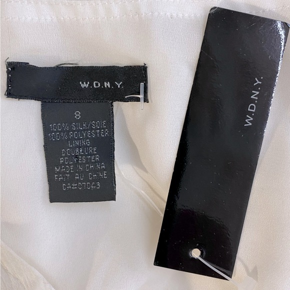 W.D.N.Y Cream Silk Deep V Neck Ruched Bodice Long Sleeve Blouse 8 NWT - Picture 3 of 16